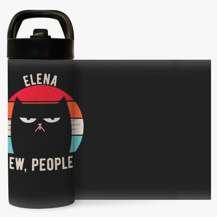 Termos cu mâner și pai personalizat cu nume - Ew, people