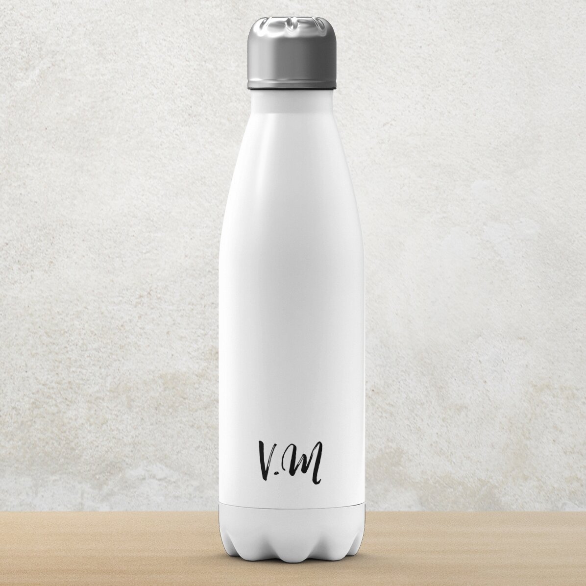 Termos cu bază albă personalizat cu inițiale 