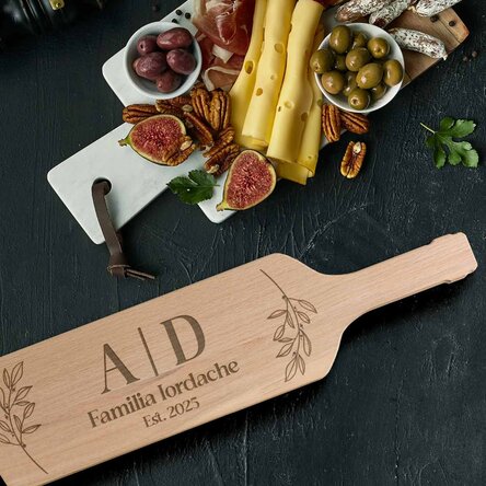 Tocător pentru brânzeturi în formă de sticlă personalizat - Family