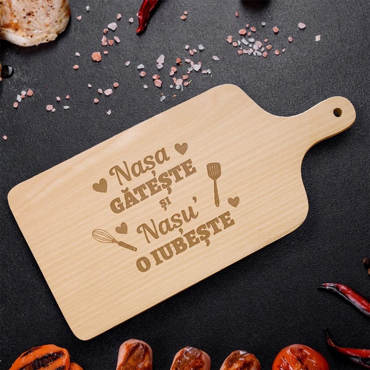 Tocător din lemn cu mesaj - Nașa și nașu