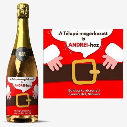 Személyre szabott pezsgő szöveggel - Megérkezett a Mikulás