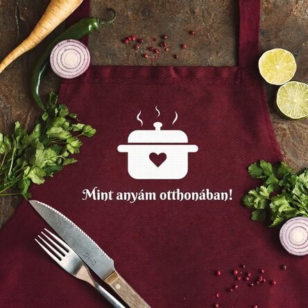 Személyre szabott kötény szöveggel – pont mint otthon!