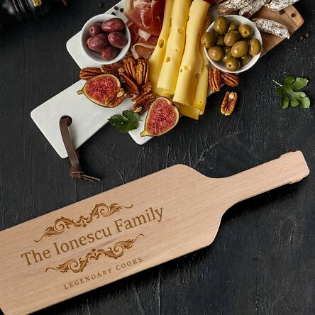 Customised bottle-shaped cheese chopping board - Legendary Chefs