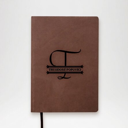 Personalised leather diary with monogram and name in the centre - model 2