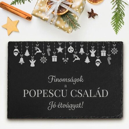 Személyre szabott, gravírozott pala táblácska szöveggel - Családi finomságok