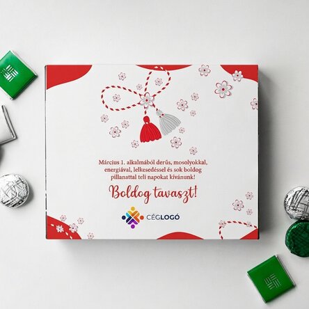 Személyre szabott csokoládédoboz logóval és üzenettel