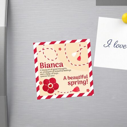 10x10 magnet personalised with name and message
