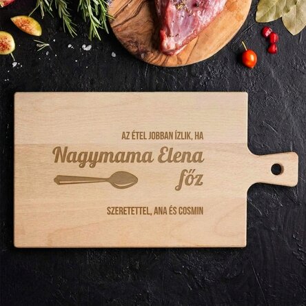 Prémium, személyre szabott vágódeszka fogantyúval - Nagymama főz