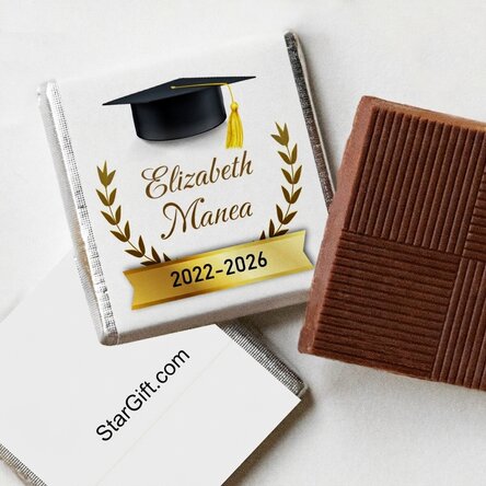 Mini chocolate personalised with text for graduates