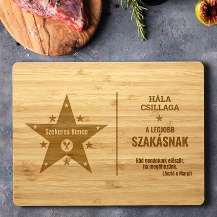 Személyre szabott vágódeszka szöveggel - A hála csillaga