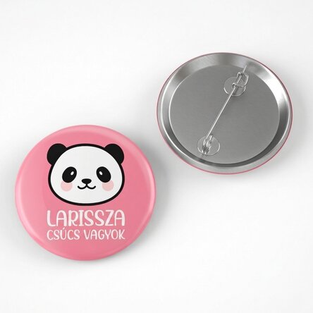 Személyre szabott kitűző szöveggel - Panda