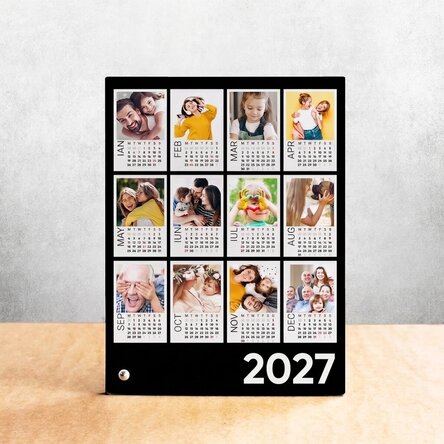 Personalised desk photo frame with 12 photos and calendar