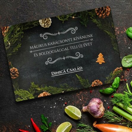 Személyre szabott üveg vágódeszka szöveggel - A karácsony varázsa
