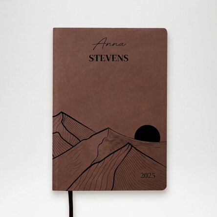 Personalised leather diary with text - Abstract landscape