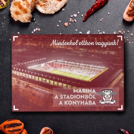 FC Rapid üveg vágódeszka, szöveggel személyre szabva – Rapid-Giulesti Stadion
