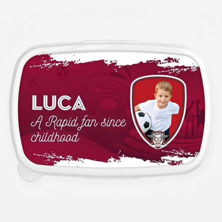 Lunch box, FC Rapid 1923 casserole dish personalised with photo and name