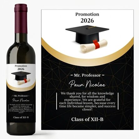 Personalised wine with a message for the teacher - Gratitude