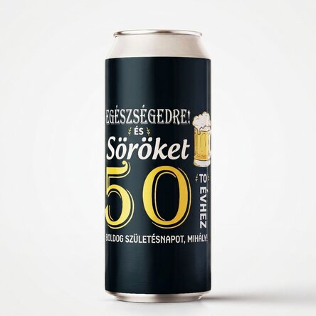 Személyre szabott sörösdoboz szöveggel - Egészségünkre!