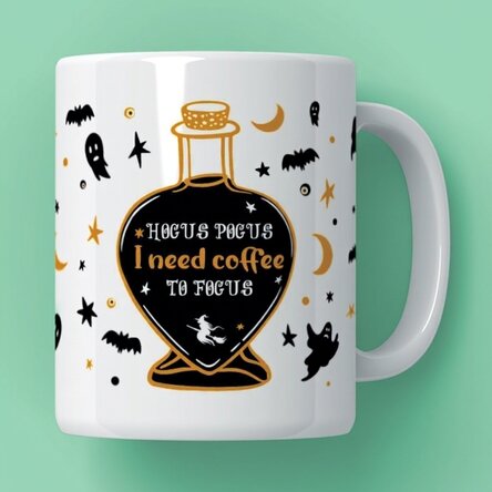 Personalised mug with text for Halloween - Hocus Pocus