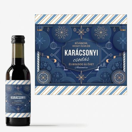 Mini borosüveg, szöveggel személyre szabva – Kék karácsony