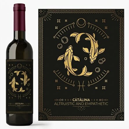 Personalised wine with text and zodiac sign - Pisces
