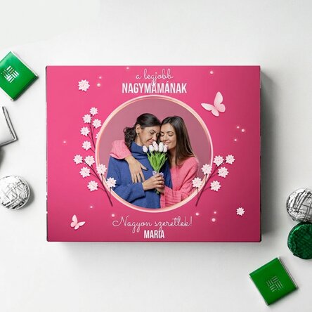 Személyre szabott csokoládédoboz fotóval és szöveggel – Boldog tavaszt!