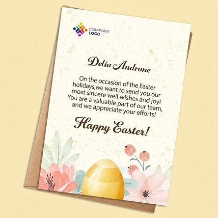 Personalised card with logo and Easter message - Floral