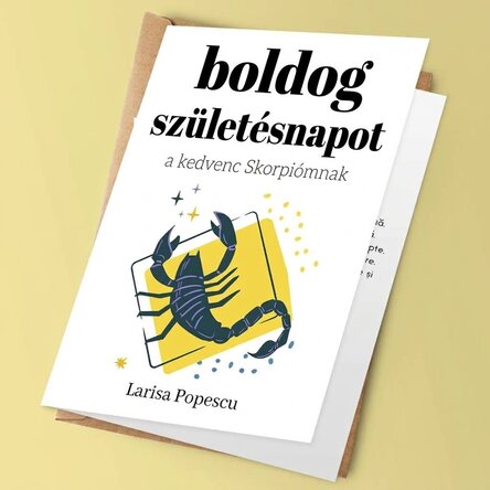 Személyre szabott üdvözlőkártya szöveggel - Skorpió állatöv jel
