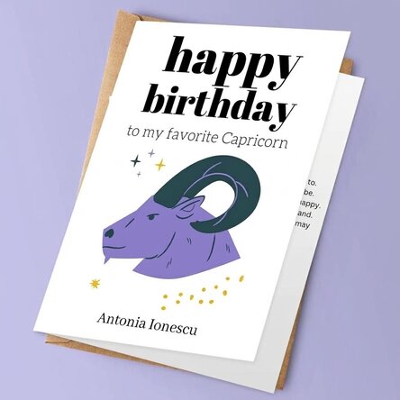 Personalised greeting card with text - Capricorn zodiac sign