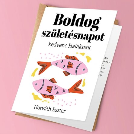 Személyre szabott üdvözlőkártya szöveggel - Halak