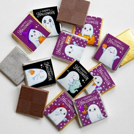 Set of 10 mini chocolates personalised with text - Cute Halloween
