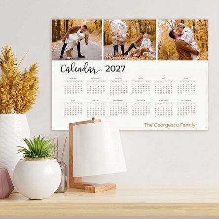 Personalised calendar poster with 3 photos and message