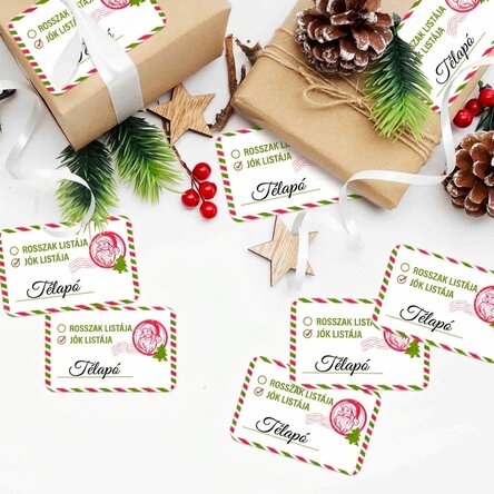 8 darabos egyedi matricakészlet (önragasztó címkék) – Naughty List