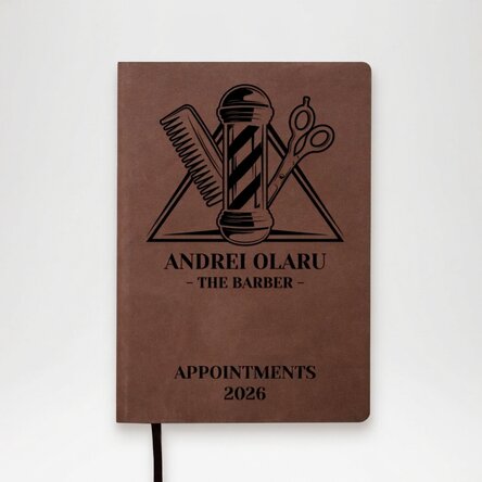 Personalised leather diary with text - The barber