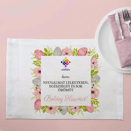 Személyre szabott tányértartó logóval és felirattal – Happy pasta!