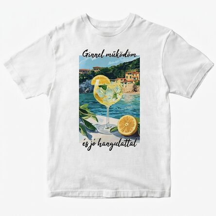 Egyedi pamut póló szöveggel - Running on Gin