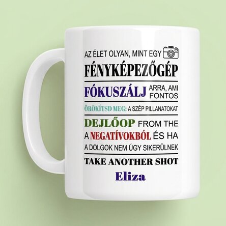 Személyre szabott bögre üzenettel - Fotós