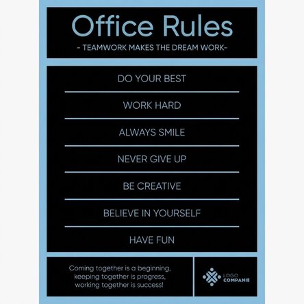 Personalised poster with text and logo - Office Rules