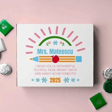Personalised box of sweets with text for the start of the year