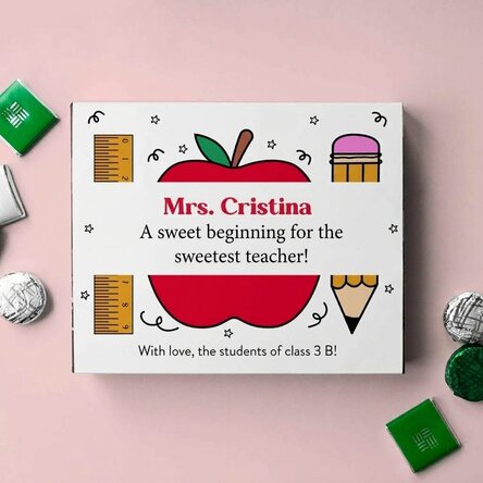 Personalised box of chocolates with a message for teachers