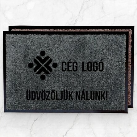 Személyre szabott beltéri bejárati szőnyeg logóval és üzenettel