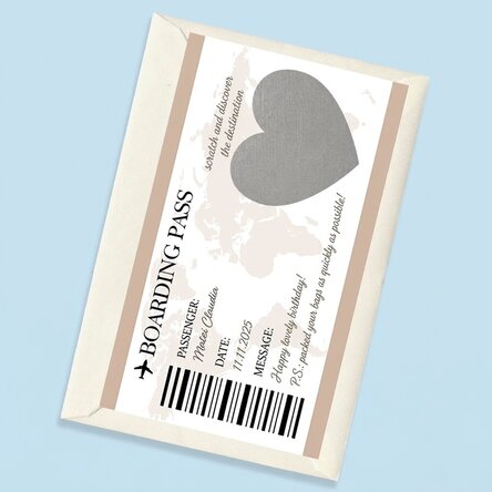 Personalised scratch card with text - Boarding pass