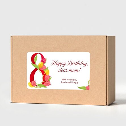 Personalised craft box with sticker with message for 8 March