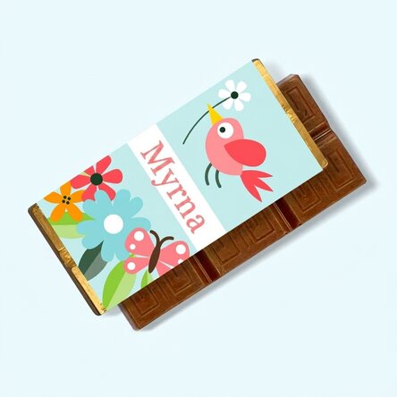 Mini chocolate bar personalised with name - Flowers