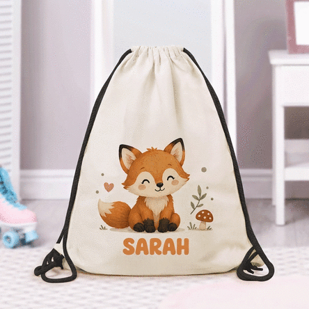 Personalised rucksack with an animal and name for nursery school