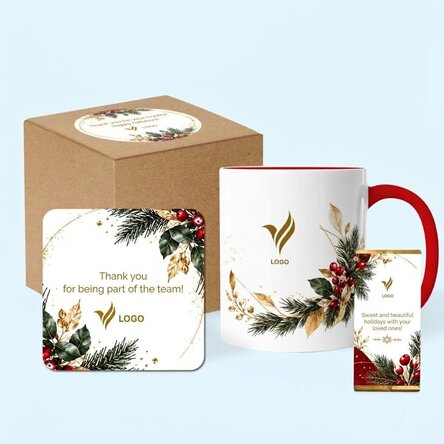 Personalised Christmas gift set with logo and text - Festive