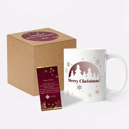 Personalised Christmas gift set with logo and message - Red Christmas