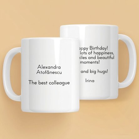 Personalised mug with text on both sides