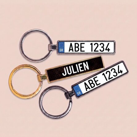 Personalised keyring with Greek car number plate