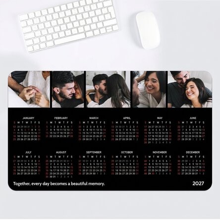 Customised XXL mouse mat with a calendar, 5 photos and a message
